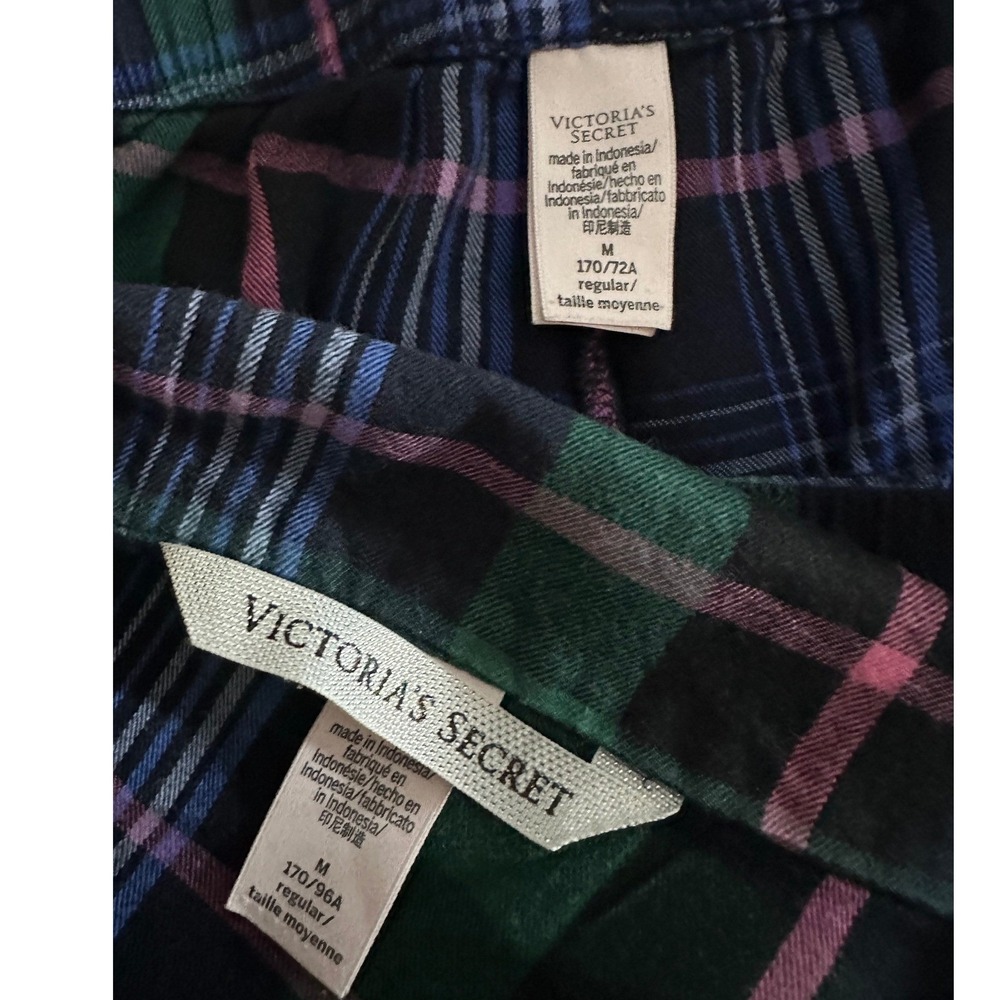 Victorias Secret Plaid Pajama Set Sz M Cotton Modal Pants&Shirt Lounge Sleepwear - Picture 3 of 13